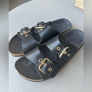 Black slide sandals